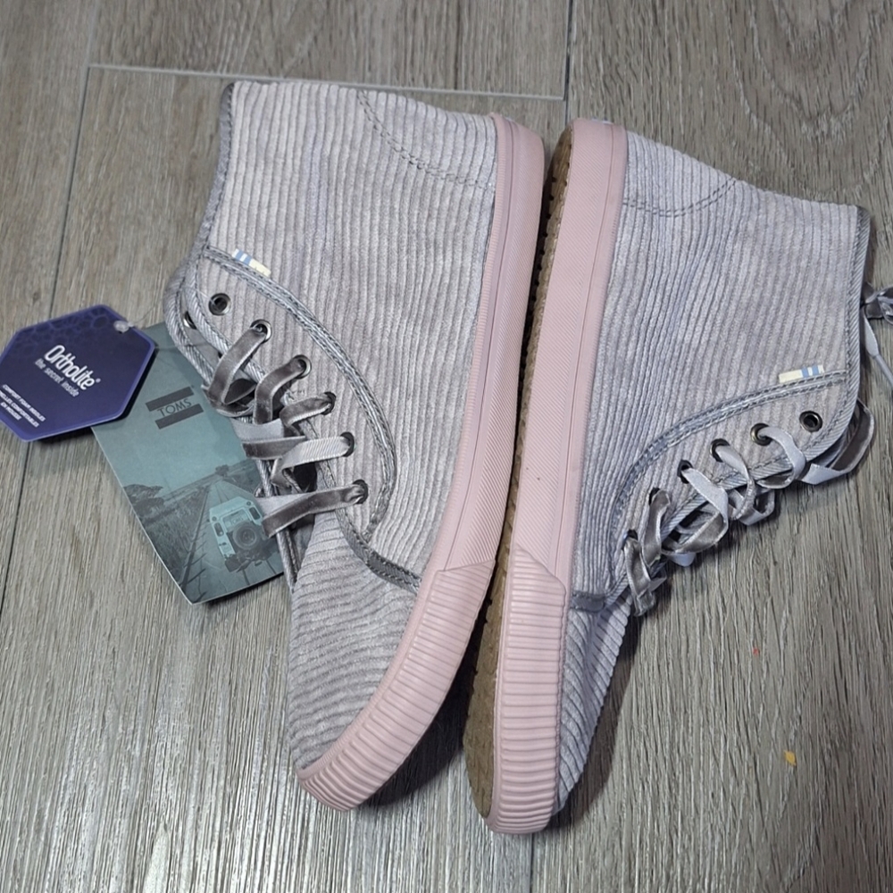 New TOMS Camarillo High Top Womans Sneakers size 5 Cement Corduroy NWT - Picture 3 of 6
